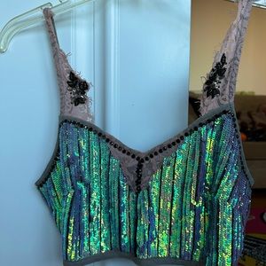 TOPSHOP size 4 (fits 2-4) sequin/lace cami